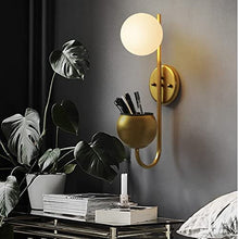 Retro BedroomGlass Ball Plant LED Wall Lamp Nordic Bedside Restaurant Mirror Wall Lighting Fixtures (Color : A) (B)