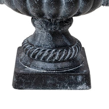 Christopher Knight Home Raden Set of 2 MGO 24.41" H Patio Urn Planter, Mid-Century Modern Urn, Grape Relief Design with Unique Handles, Flower Urn with Drainage Hole, Antique Black
