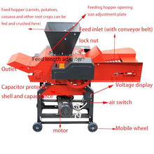 Banfluxion 220V 4-Blade Grass Cutting and Silk Kneading Integrated Machine Crop Straw Breaker Silk Kneading Integrated Machine with Belt Conveyor for Crushing Various Grass, Straw, 400-800KG/H, 2.2KW