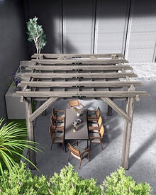 GAOMON 10x10 FT Wood Pergola with Retractable Shade Canopy Charcoal Gray