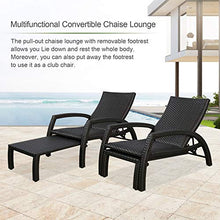 Iwicker Handwoven Rattan Chaise Lounge Chairs Set of 2 Black