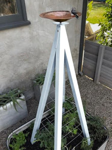 Modern Birdbath with Obelisk Trellis (Cloud, Regular)