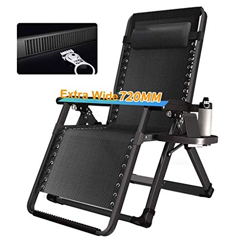 5JJJLOOOPP Folding Chair Extra Large Patio Lounger Lawn Chair Incline Chair Zero Gravity Outdoor Garden Beach Deck Sun Support 200kg Armchair (Color (Black Without Pad)