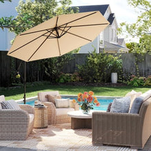 LIUZQWAED 3M Garden Cantilever Parasol, 8 Ribs Outdoor Offset Banana Hanging Umbrella with Crank Handle, Cross Base and Tilted Design, Sun Shade Canopy for Poolside, Deck & Patio