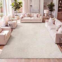 JONATHAN Y Aarhus High-Low Striped Ivory/Cream Indoor/Outdoor Area Rug 12x18, Minimalist Geometric, Pet Friendly, Non-Shedding, Stain Resistant, Easy-Cleaning for Backyard, Patio (SCN102B-18)