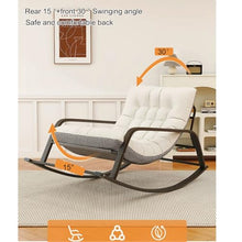 KLNBV Adjustable Rocking Chair,Metal Rocking Chairs with High Back,Glider RockerChair with Armrest,Oversized Patio Rocking Chair,Modern Rocker Chairs for Living Room Bedroom Offices,Supports 440LBS