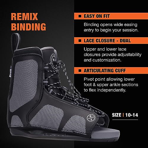 Hyperlite Cryptic Wakeboard + Remix Bindings Wakeboard Package - Perfect for Intermediate to Advanced Riders - 146cm Black