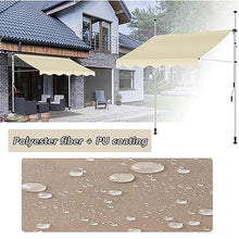 YUGXTH Manual Retractable Window Awning Canopy Cover with Handle, Adjustable Pergola Shade Cover with UV Protection, 100% Polyester Made Outdoor Canopy(Gray and White stripesA,3.5x1.2m)