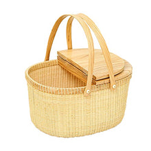 YRHH Insulated Cooler Bag, Picnic Basket, Outdoor Camping Picnic Basket, Hand Woven Garden Picnic Basket, Large Storage Basket Lid-A
