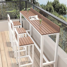 Yclty Outdoor Bar Table, Patio Pub Height Table with Anti-Fall Baffle, All-Weather Bar Height Counter Table, Narrow Dining Table for Hot Tub, Garden & Backyard(Color:White+Wood,Size:L-47.2in)