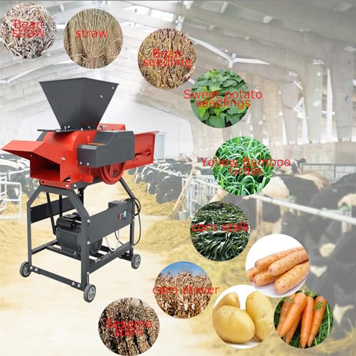 INTSUPERMAI Hay Cutter Pulverizer Grass Crusher 4-Blade Machine Red