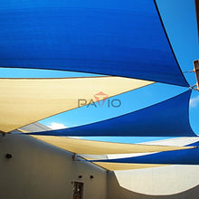 Patio Paradise 29' x 30' x 41.7' Triangle Super Ring Sun Shade Sail Blue, Large Shade Canopy Outdoor Heavy Duty Strengthen UV Block Fabric A-Ring Metal Spring Reinforcement - Customized