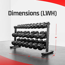 BK BodyKore Rubber Coated Hex Dumbbell Set with Frame & Commercial Rack Black