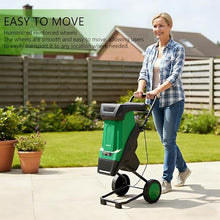 QIUNAOZI 2400W Electric Wood Chipper, Garden Tree Branch Crusher Machine, 4500 RPM, 40mm Cutting Capacity, Reinforced Rotary Double Blade, with 50L Collection Bag, for Lawn and Garden Use