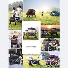 Folding Garden Trolley Cart Heavy Duty Wagon for Outdoor Camping Picnic Fishing Multi-Function Sping Cart with Table Board Load:80kg (Army Green)