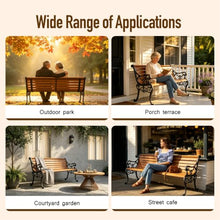 XYYZZZ Outdoor Garden Bench, 59in Weatherproof Patio Bench with Cast Iron Backrest, Solid Wood Seat & Protective Cover, 570 LBS Capacity, Easy Assembly Park Bench for Yard/Deck/Porch(Black)