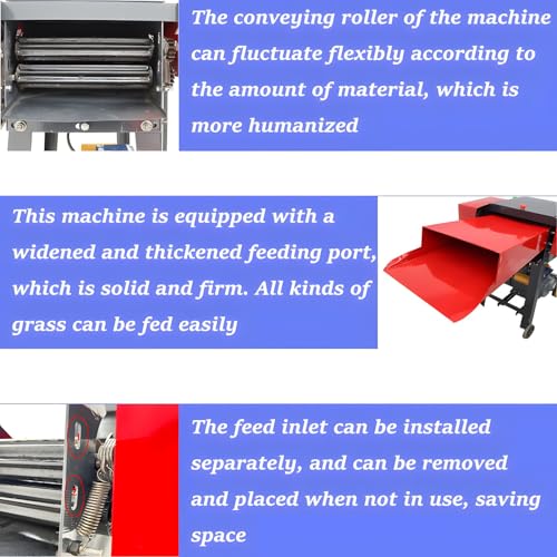 Banfluxion 220V 6-Blade Hay Cutter Pulverizer Grass Crusher Red