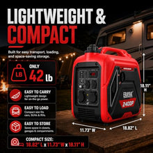 ERAYAK 2400W Portable Inverter Generator for Home Use, Super Quiet Small Generator for Camping Outdoor Emergency Power Backup, Gas Powered Engine, EPA, ECO Mode