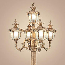 Lights Outdoor 5-Lights IP55 Waterproof Glass Lantern Outdoor Street Light Victorian Retro Aluminum Landscape Pillar Lamp Courtyard Lawn Post Lighting Villa Garden Antique High Pole Post Lamps E27 Sta