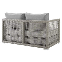 Modway Aura Wicker Rattan Outdoor Patio 52" Loveseat with Cushions in Gray Gray
