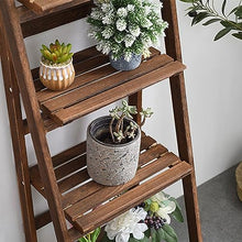 Ladder Shelf 4-Tier Wooden Flower Stand Foldable Storage Rack Free Standing Plant Flower Stand Corner Plant Display Rack For Living Room Bathroom Kitchen Office Moisture-proof Flowerpot Stand