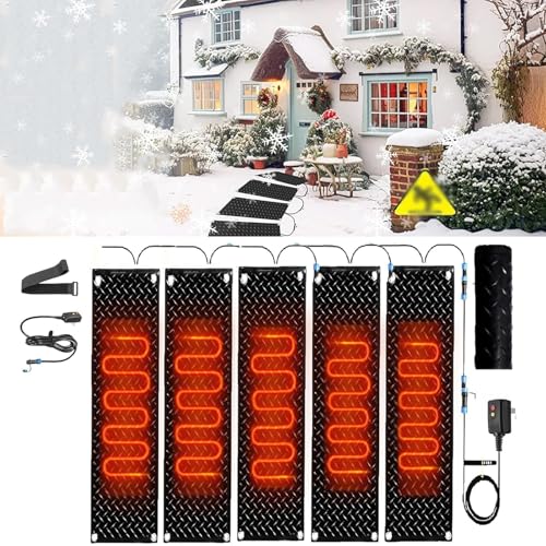 ZGHQHCDRH Outdoor Snow Melting Mats - No-Slip Winter Mats for Driveways, Stairs, and Walkways - Efficient Ice and Snow Removal(40x160cmx5Pcs)