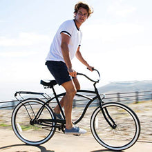 sixthreezero Men's Beach Cruiser Bike 7-Speed Step-Through Hybrid Bicycle 26" Brick Pool w/ Black Seat/Grips