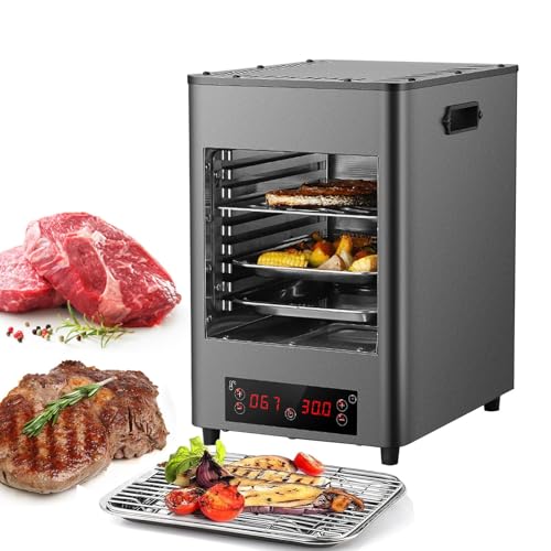1700W Electric Steak Broiler, Stainless Steel Steak Grill, 30min Timer, LCD Touch Panel, Air Fryer Oven for Meat Burger Pizza (Gray 110)