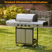 Kismile 4-Burner Propane Gas Grill with Side Burner