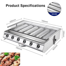 UYCVT Smokeless Gas Grill, Portable Liquefied Gas Oven with 6 Burner, Adjust Height Smokeless BBQ, Stainless Steel Outdoor Barbecue Cooking Oven, for Courtyard Camping Par