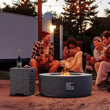 Cosiest Propane Fire Pit with Tank Cover for Outside, 35 in Round Gas Fire Pits for Outdoor Patio, Certified, 50000 BTU Concrete Rectangle Base with Rain Cover, Free Lava Rocks
