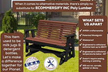 5 FT Brown Amish-Made Porch Glider – 1000 lb Heavy-Duty Poly Lumber wood Roll Back Glider – USA Crafted HDPE Outdoor Seating Furniture - Stainless Steel Hardware – Smooth, Quiet Glide - CupHolders