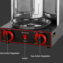 KJLYLPP 360 ° Rotating Rotisserie Oven, Vertical Doner Kebab Grill Machine, Barbecue Grill Gas Professional Vertical Rotisserie Oven, Household Appliances (Black A)