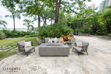ELEMENTI Andes Propane Gas Fire Pit Table | Rectangular Concrete Fireplace with Concealed Propane Tank Storage Drawer | Electronic Ignition | Light Gray