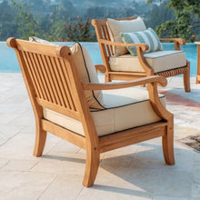 Cambridge Casual Costa Teak Outdoor Lounge Chair, Teak Wood Patio Club Chair with Taupe Cushion & Black Piping, Deep Seating Patio Lounge Chair for Balcony, Patio, Sunroom