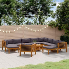 QINXIXINAIXI Wooden Lounge Set Dark Gray Natural Wood Solid Acacia Medium Garden Seating Sets Patio Furniture Poolside Modern Outdoor