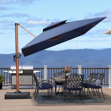 OROTLECT 10' X 13' Patio Large Rectangle Wood Cantilever Umbrella Canvas Material, Premium Fabric, With Base