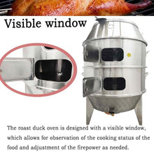 BEILOCKERY Commercial 410 Stainless Steel Charcoal Roast Duck Oven, 31.5x31.5x54.7 Inch Split Type BBQ Roaster with 15 Hooks & 20 Tail Pins, Multifunctional Grill for Chicken, Outdoor Picnic