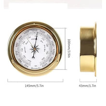 145mm Brass Case Shell Weather Station Barometer Wall Hanging Boat Using, Mounted
