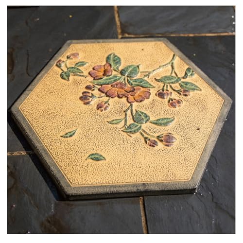 zktoermn Oriental Style Stepping Stone for Decor, Outdoor Walkway Stepping Lawn Stone, Octagonal Courtyard/Path/Lawn/Backyard Decorative Stone(44x38cm)