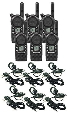 Motorola Solutions 6 Pack CLS1110 Walkie Talkie Radios with Headsets Black