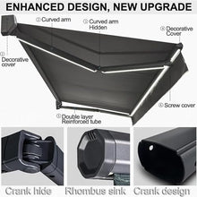 vhdurike Retractable Sun Shade Awning, Electric Patio Awnings, Outdoor Sun Shade with Remote Control, LED Light, Aluminum Frame, for Backyard, Garden, Balcony,2 * 1.5m