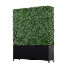 AGPL Artificial Boxwood Hedge Wall Privacy Screen with Black Planter Box, Mobile Green Plant Wall on Wheels, Greenery Fake Faux Grass Backdrop Divider Panels for Outdoor Decor 48" W* 67" H*12" D