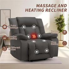 HTERWQEA Dual Motor Oversized Power Lift Recliner with Heat Massage, Gray