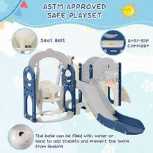 KOZYSFLER 8-in-1 Toddler Slide and Swing Set with Basketball Hoop Grey/Blue/White