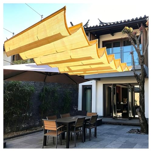 FENGZEQUAN Retractable Sun Shade Canopy, Wave Shade Sail with High-Density Polyethylene Fabric, Sliding Pergola Cover for Patio, Garden, Backyard, Deck,Mesh Tarp(W1*L15m/W3.28*L49.21ft)