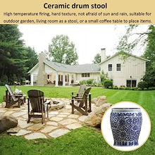 Ceramic Drum Table,Ceramic Drum Stool,Decorative Ceramic Garden Stool, Glazed Hollow Celadon Shoe-Changing Stool Drum Stool, Suitable for Outdoor Garden,