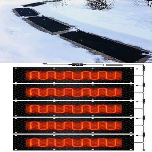 ZGHQHCDRH Snow Melting Mats for Driveways and Entrances - Electric Snow Melting Mats for Winter Snow Removal(30x90cmx5Pcs)