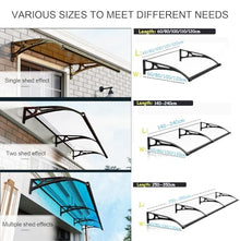 Door Awnings Exterior, Awning for Door Entrance, Patio Awnings with Aluminum Bracket, Polycarbonate Cover, Window Awnings UV Rain Snow Protection, for Porch/Patio/Deck-Brown-120x360cm/47 x142