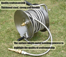 Etsuosy Stainless Steel Garden Hose Reel, Wall Mount or Portable, Manual Crank Winder with Brass Connector